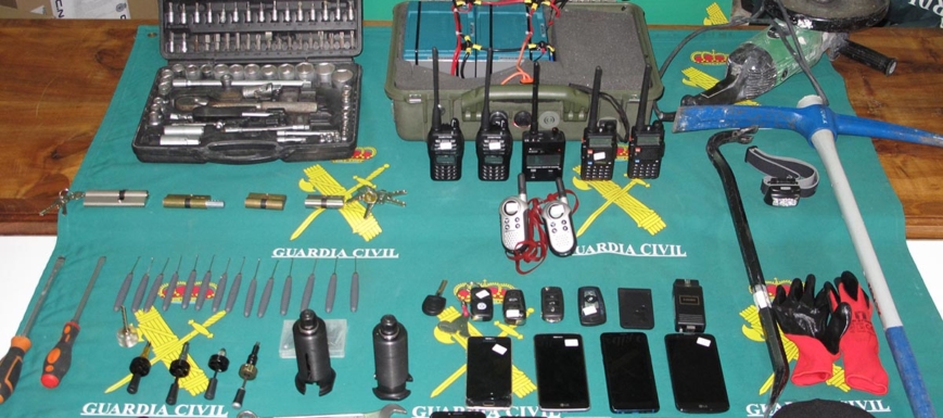 Material incautado por la Policía a los aluniceros que robaban en Madrid y Guadalajara