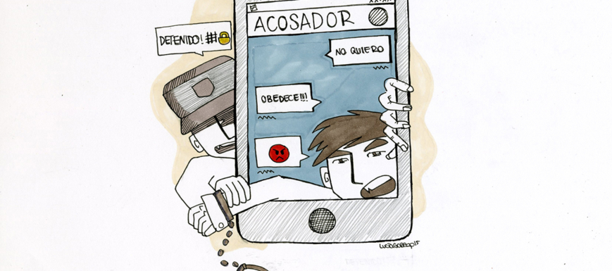 Ilustración sobre acoso por redes sociales