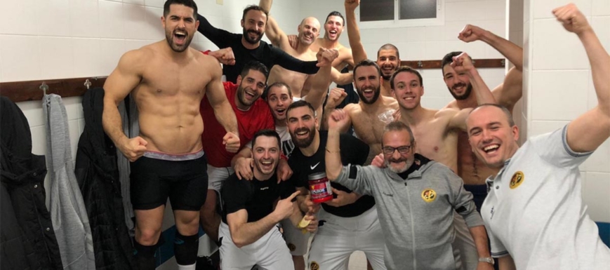 El Liberbank Ciudad Encantada, festejando su primer triunfo a domicilio